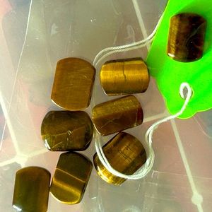 Double hole Genuine Tiger Eye Beads. 1 bag, Qty 10